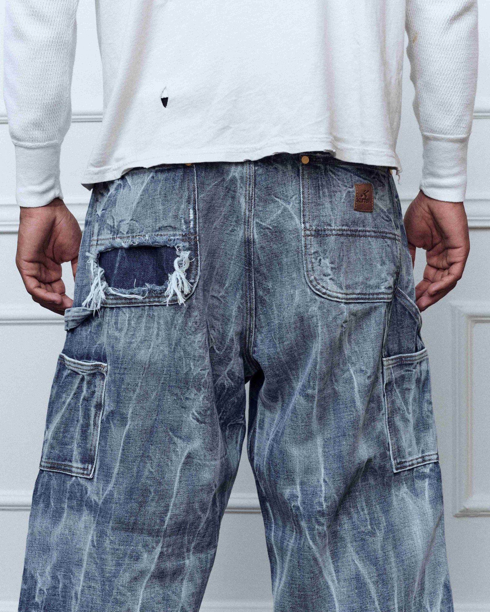 Tie-dye indigo double knees