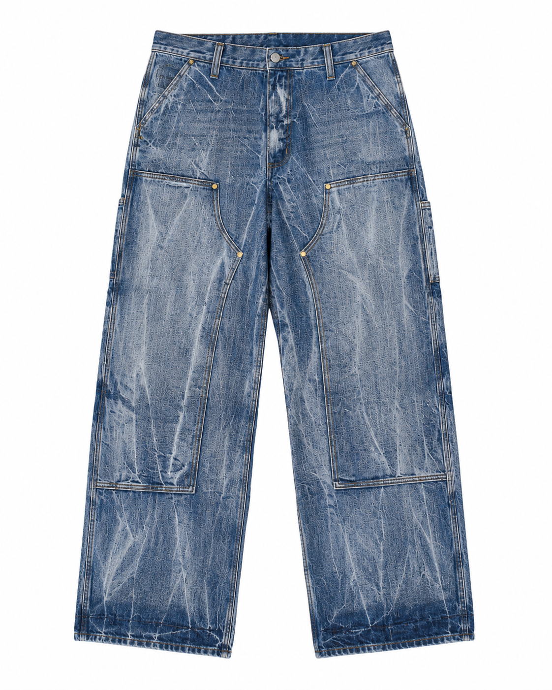 Tie-dye indigo double knees
