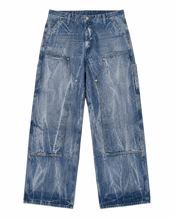 Tie-dye indigo double knees
